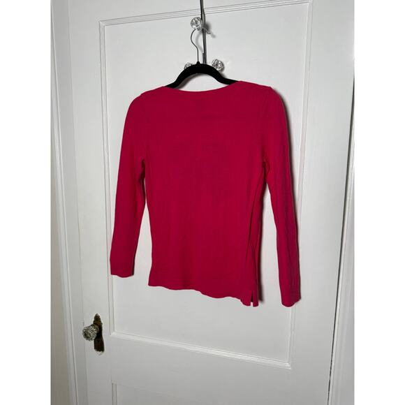 Talbots Hot Pink Navy Blue Nautical Coastal Crab Sweater Women's Small Petite - Picture 6 of 6